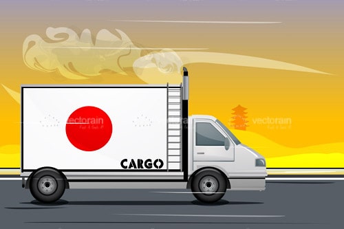 Cargo Van with Japanese Flag